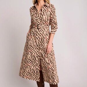UNTUCKit Stretch Cotton Safari Print Elise Shirt Dress